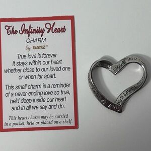 Ganz Silver‎ Tone Inifinity Heart Charm with Poem Card